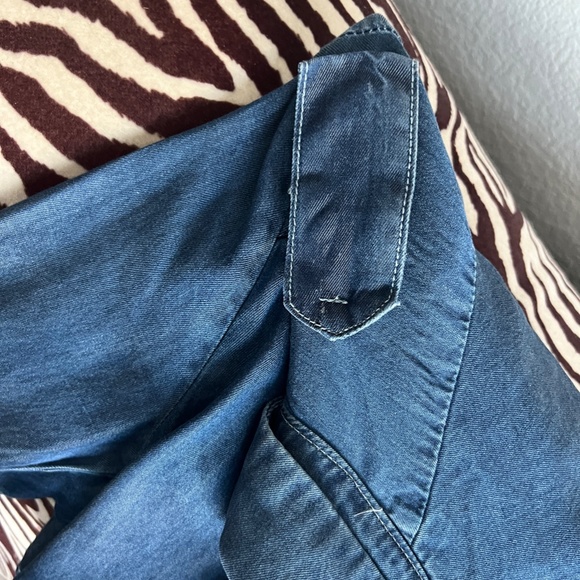 NWT Chambray Denim Blue BELTED Trench Coat Duster S Utility Cargo IN STYLE CHIC - Picture 9 of 12